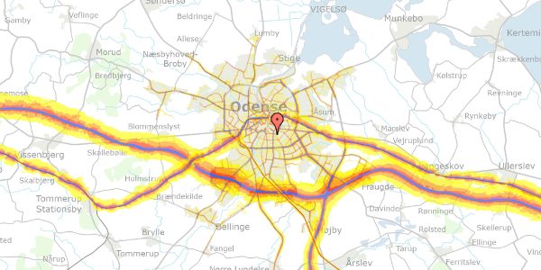 Trafikstøjkort på Godthåbsgade 13, 5000 Odense C