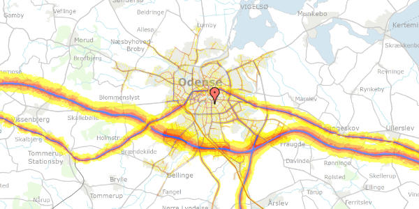 Trafikstøjkort på Godthåbsgade 23, 5000 Odense C