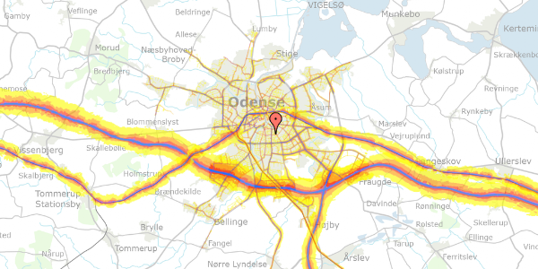 Trafikstøjkort på Godthåbsgade 48, 1. tv, 5000 Odense C