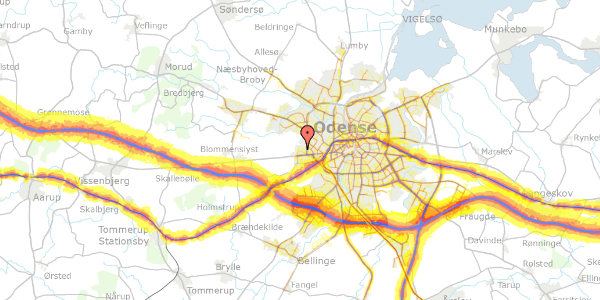 Trafikstøjkort på Grindstedvej 8, 5200 Odense V