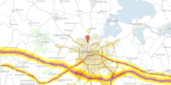 Trafikstøjkort på Groløkkevænget 19, 5270 Odense N