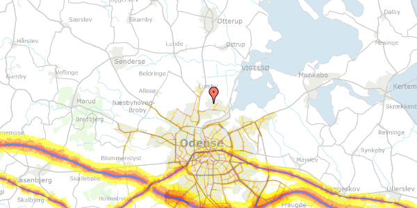 Trafikstøjkort på Grønnegyden 40, 5270 Odense N