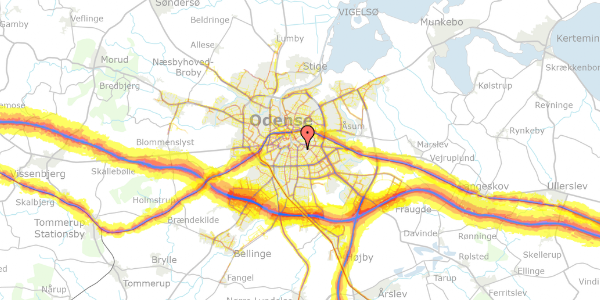 Trafikstøjkort på Guldbergsvej 15, 5000 Odense C