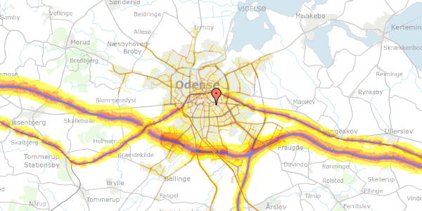 Trafikstøjkort på Guldbergsvej 18, 1. th, 5000 Odense C