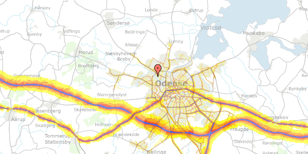 Trafikstøjkort på Hans Egedes Vej 23, 5210 Odense NV