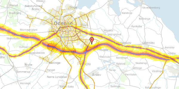 Trafikstøjkort på Harekæret 56, 5220 Odense SØ