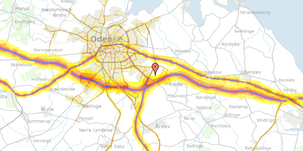 Trafikstøjkort på Harekæret 91, 5220 Odense SØ