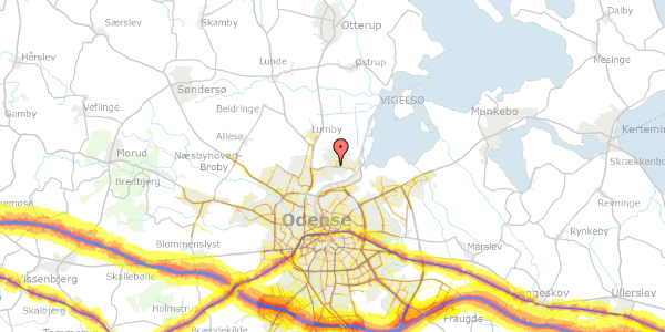 Trafikstøjkort på Haugevej 180, 5270 Odense N