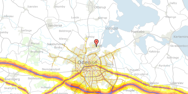 Trafikstøjkort på Haugevænget 21, 5270 Odense N