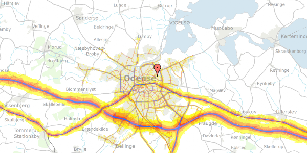 Trafikstøjkort på Hejrevej 15, 5000 Odense C