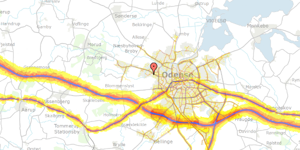 Trafikstøjkort på Heklavej 6, 5210 Odense NV