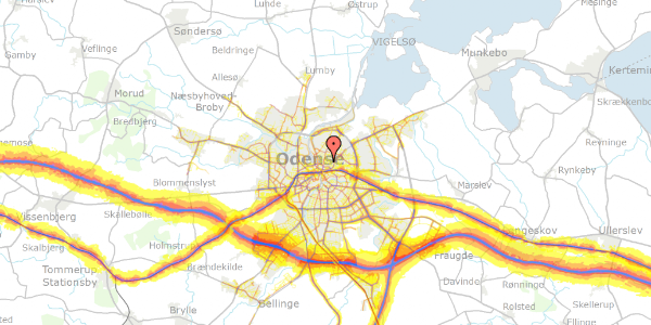 Trafikstøjkort på Henriettevej 16, st. th, 5000 Odense C