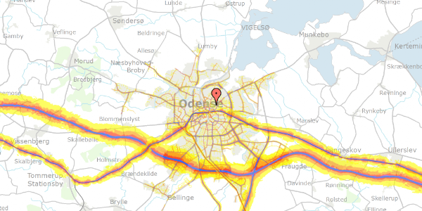 Trafikstøjkort på Henriettevej 24, 5000 Odense C