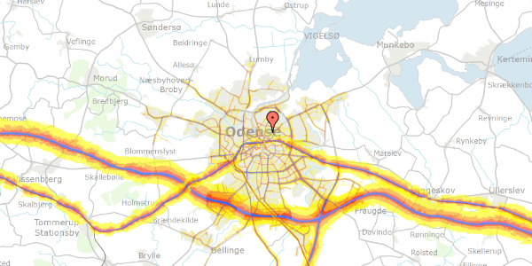 Trafikstøjkort på Henriettevej 32, 5000 Odense C