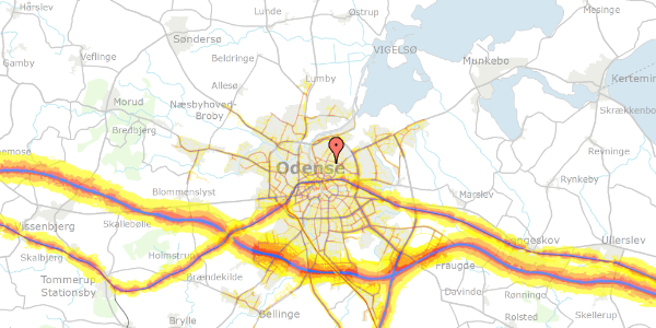 Trafikstøjkort på Henriettevej 93, 5000 Odense C