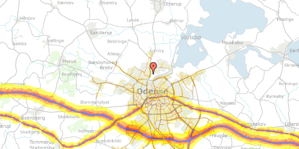 Trafikstøjkort på Hermannsvænget 8, 5270 Odense N