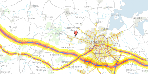 Trafikstøjkort på Hermelinløkken 15, 5210 Odense NV