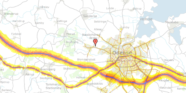 Trafikstøjkort på Hermelinløkken 22, 5210 Odense NV