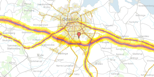 Trafikstøjkort på Hindbærvej 16, 5260 Odense S