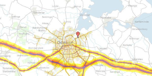 Trafikstøjkort på Hindehøjen 50, 5240 Odense NØ