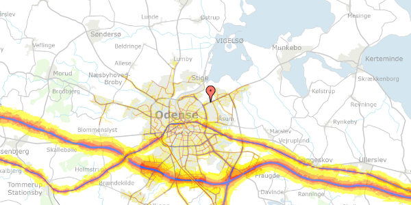 Trafikstøjkort på Hindehøjen 102, 5240 Odense NØ