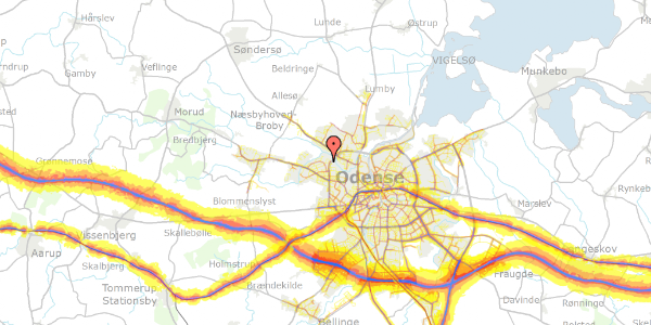 Trafikstøjkort på Hjejlebakken 4, 5210 Odense NV