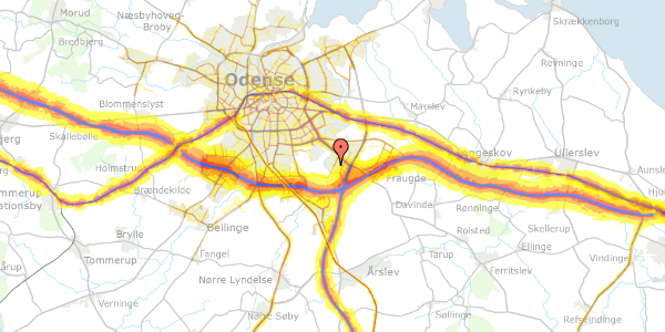 Trafikstøjkort på Hjulets Kvarter 4, 5220 Odense SØ