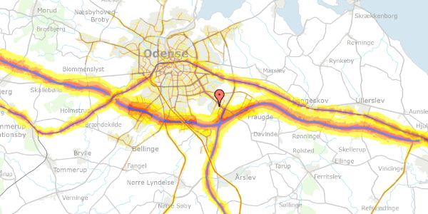 Trafikstøjkort på Hjulets Kvarter 93, 5220 Odense SØ