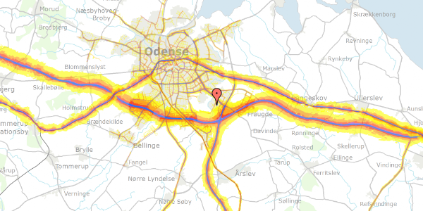 Trafikstøjkort på Hjulets Kvarter 206, 5220 Odense SØ