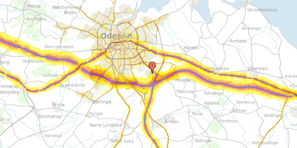 Trafikstøjkort på Hjulets Kvarter 230, 5220 Odense SØ