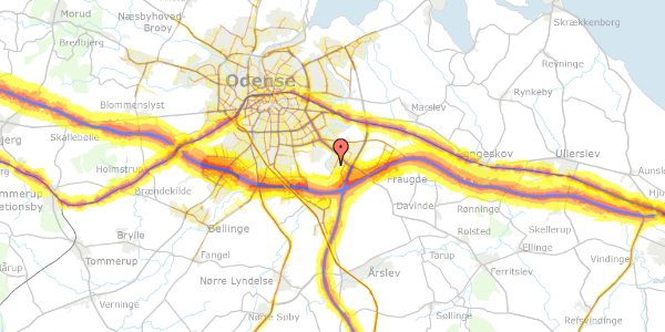 Trafikstøjkort på Hjulets Kvarter 232, 5220 Odense SØ