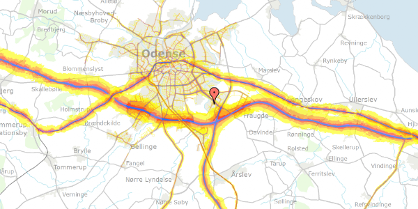 Trafikstøjkort på Hjulets Kvarter 289, 5220 Odense SØ