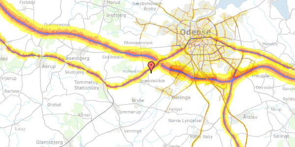 Trafikstøjkort på Holmstrupvej 33, 5250 Odense SV