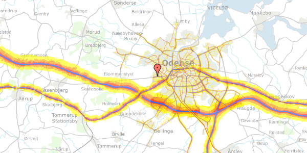 Trafikstøjkort på Holstedvej 16, 5200 Odense V