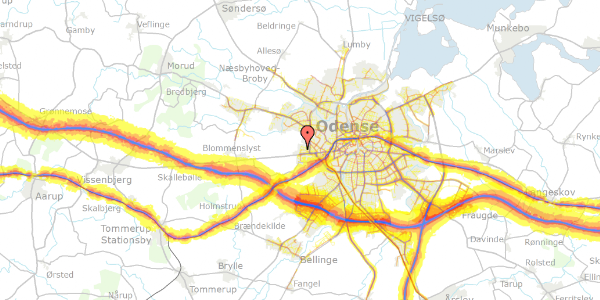 Trafikstøjkort på Holstedvej 38, 5200 Odense V