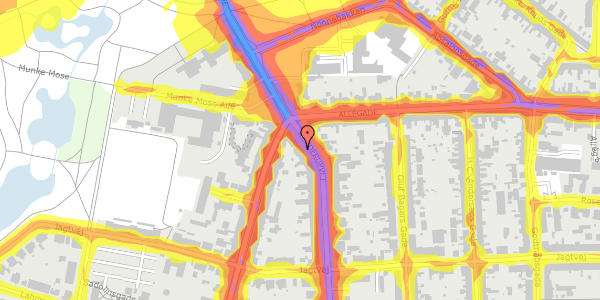 Trafikstøjkort på Hunderupvej 21A, st. tv, 5000 Odense C