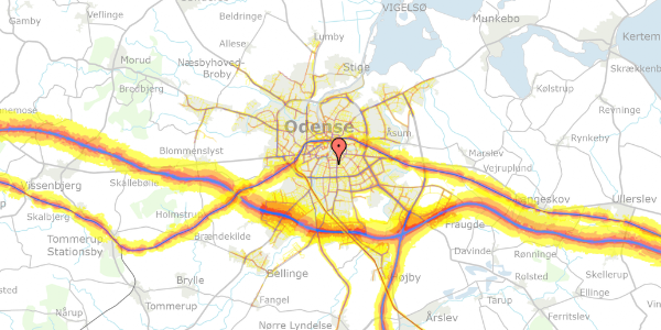 Trafikstøjkort på Hunderupvej 58C, 2. 2, 5000 Odense C