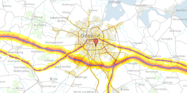 Trafikstøjkort på Hunderupvej 58C, 2. 3, 5000 Odense C