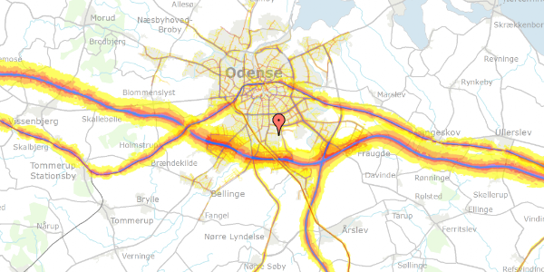 Trafikstøjkort på Hvedemarken 13, 5260 Odense S