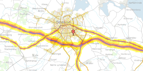 Trafikstøjkort på Hvedholmvænget 10, 5230 Odense M