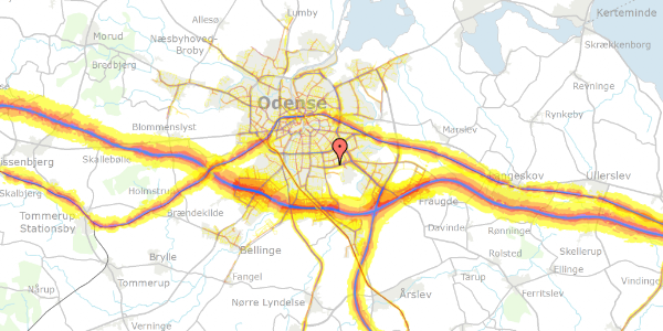 Trafikstøjkort på Hvedholmvænget 14, 5230 Odense M