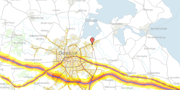 Trafikstøjkort på Hvenekildeløkken 20B, 1. , 5240 Odense NØ