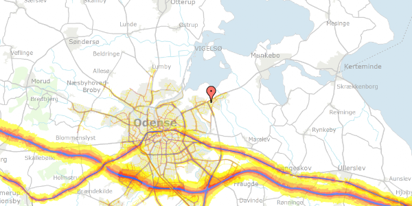 Trafikstøjkort på Hvenekildeløkken 58, 5240 Odense NØ