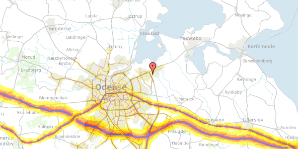 Trafikstøjkort på Hvenekildeløkken 164, 5240 Odense NØ