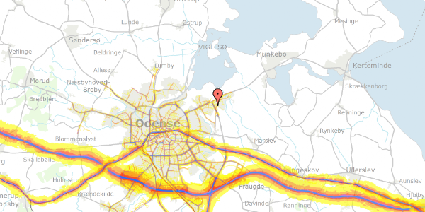 Trafikstøjkort på Hvenekildeløkken 182, 1. 4, 5240 Odense NØ