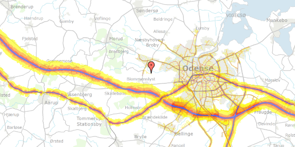 Trafikstøjkort på Hvidtjørnvej 16, 5200 Odense V