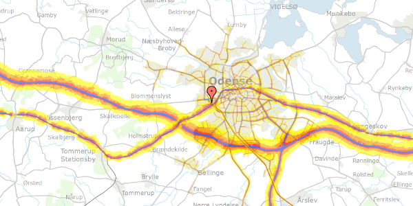 Trafikstøjkort på Hødersvej 25, 5200 Odense V