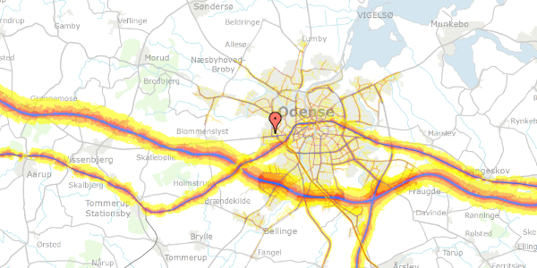 Trafikstøjkort på Højemarksvej 20, 1. th, 5200 Odense V