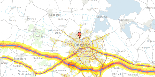 Trafikstøjkort på Højvang 187, 5270 Odense N