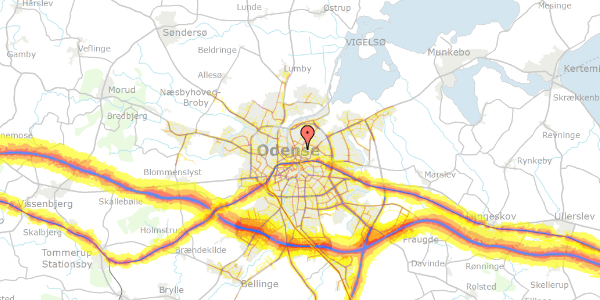 Trafikstøjkort på Hørdumsgade 18, 5000 Odense C